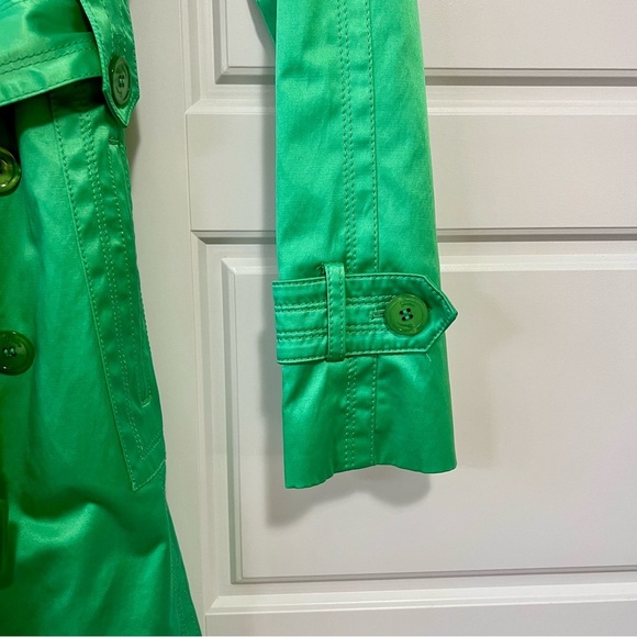 Jessica Simpson Green Double Breasted Trench Coat Belted Unique Piece XS - Picture 8 of 16